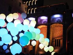 Suspès installation at Plaça del Rei during Llum BCN festival