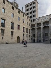 Plaza del Rey with Torre de Martí in Barcelona's Royal Palace