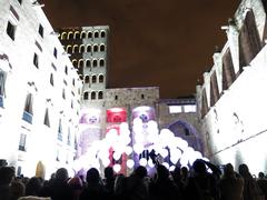 Suspès light installation at Plaça del Rei during Llum BCN 2015