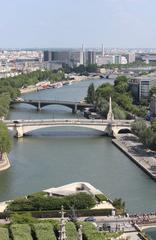 View of Paris with Seine River, Eiffel Tower, and bridges