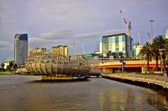 Melbourne city skyline with river in foreground