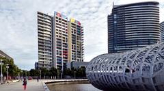 Southbank and the Webb Bridge in Melbourne