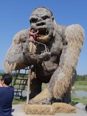 Large animal figures made from rice stalks at Huai Tueng Thao, Thailand