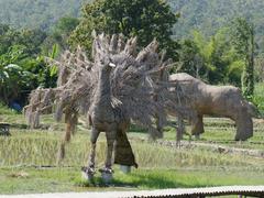 Large animal figure made of rice straws in Huai Tueng Thao, Thailand