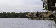 Lake Huai Tueng Thao with mountain backdrop in Chiang Mai Province, Thailand