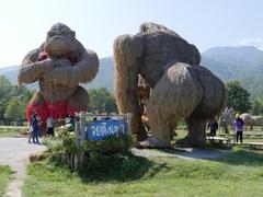 Large animal sculptures made of rice straw in Huai Tueng Thao, Chiang Mai, Thailand