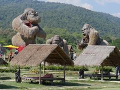 Giant animal figures made of rice straw in Huai Tueng Thao, Chiang Mai, Thailand