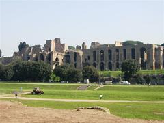 Rome Aventine and Trastevere view with Circus Maximus in the foreground