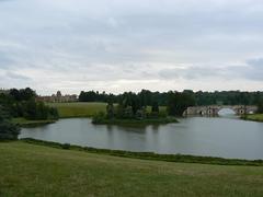 Ornamental lake at Blenheim Palace during evening