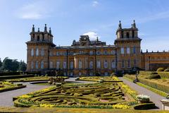 Blenheim Palace front view with lush gardens