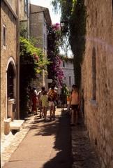 street view of Saint Paul with historic buildings and cobblestone street