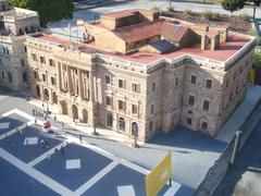 Scale model of Barcelona city hall and Pilar de 6 human tower