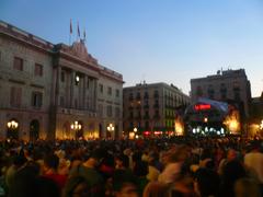 Crowd gathered at Plaça Sant Jaume for projections on Casa de la Ciutat façade during La Mercè 2013