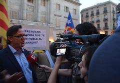 Josep Maria Vila d'Abadal at a demonstration in Barcelona