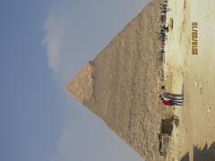 the Pyramids of Giza under a clear blue sky