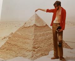 view from top of Giza pyramid to Chephren pyramid in May 1972