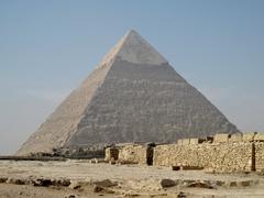 Northeast side of the Pyramid of Khafre at the Giza Plateau near Cairo, Egypt