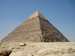 Northeast side of the Khafre Pyramid on the Giza Plateau near Cairo, Egypt