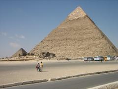 aerial view of Giza Plateau with pyramids