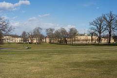 View from Drottningholm palace garden towards Drottningholm palace and Drottningholm palace theater