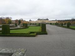 Drottningholm castle and Park view with greenery and waterways