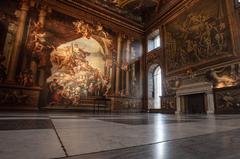 trompe-l'œil artwork and fireplace in a room adjacent to the Painted Hall at Old Royal Naval College