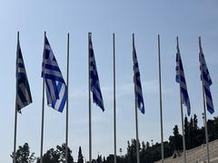 Flags of Greece at the Panathenaic Stadium in Athens