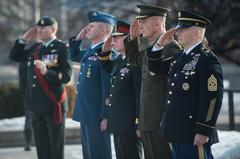 U.S. Marine Corps Gen. Joe Dunford and U.S. Army Command Sgt. Maj. John W. Troxell at Wreath Laying ceremony in Ottawa