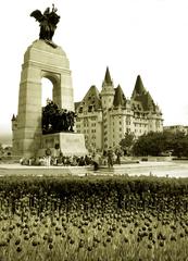 National War Memorial and Château Laurier in Ottawa, Canada