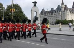 Canadian Grenadiers marching during ceremonial guard