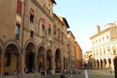 panoramic view of Bologna, Italy with historic buildings and terracotta rooftops