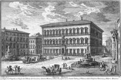 Engraving of Palazzo Farnese and surrounding buildings