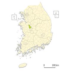 Map of South Korea showing Sejong Special Autonomous City highlighted