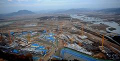 Construction site of first apartment in Sejong City, Korea