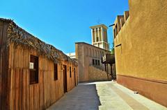 Al Bastakiya historical district in Dubai with old city wall