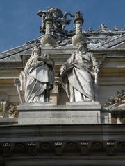 Statues of Saint Thomas and Saint James the Less on the roof of the Royal Chapel at the Palace of Versailles