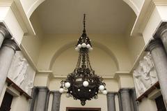 monument in Brazil with ornate chandelier