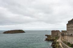 Grand Bé in front of City Walls in Saint-Malo, France