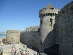 Ramparts of Saint-Malo with a view of the sea and city walls