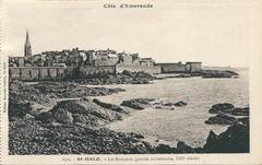 Côte d'Émeraude coastline around 1920 in Saint-Malo, Brittany, France