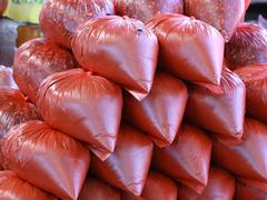 Bags of spices in a market