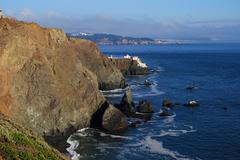 Point Bonita Lighthouse located on a rugged cliff overlooking the Pacific Ocean