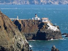 Point Bonita Light Station in Sausalito, CA photographed from parking area near Battery Mendell on September 6, 2009