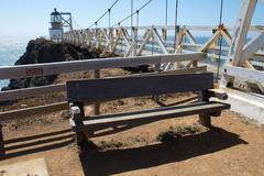 Bench at the Point Bonita Lighthouse with ocean view