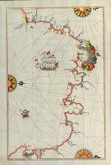 Piri Reis map of the western Italian coast from Pisa to the French border, including Genoa and Savona