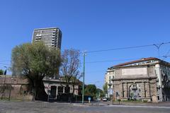 Porta Romana in Milan viewed from Via Lodovico Muratori