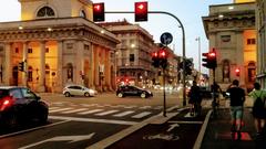 Italian police car crossing Porta Venezia in Milano