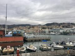 ancient port view in Genoa