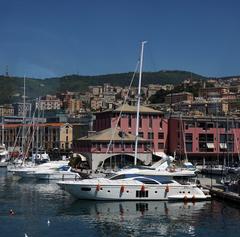 a picturesque view of Genoa with colorful buildings by the port