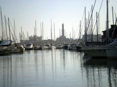 Port of Genoa with cranes and cargo ships